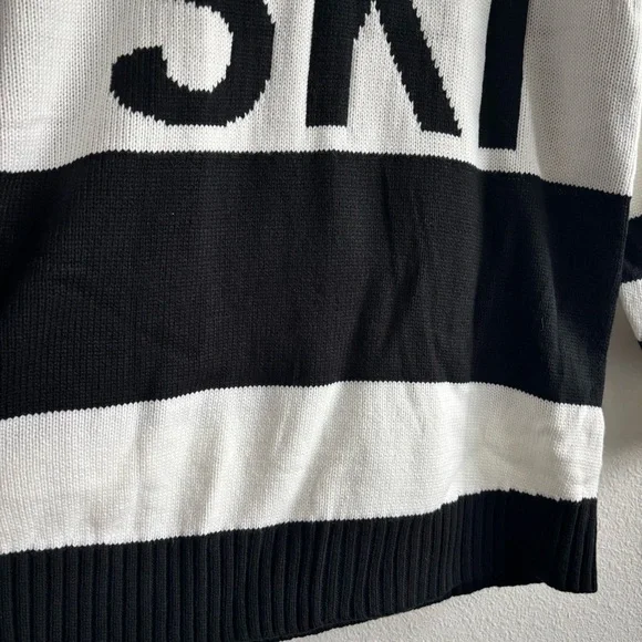 Show Me Your Mumu SKI Black and White Knit Chunky Sweater Oversized Size Small - Picture 6 of 11